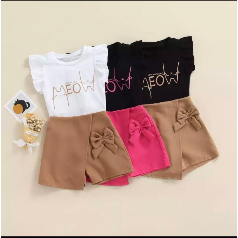 COD/ BAJU ANKA PEREMPUAN TERLUCU/ BAJU ANAK CEWEK KEKINIAN MOTIF MEOW 1-5 TAHUN
