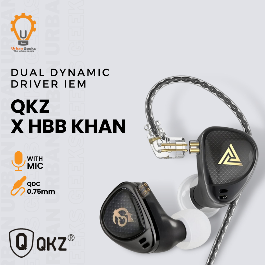 Earphone QKZ x HBB Khan 2DD Dynamic Driver HiFi IEM Earphone