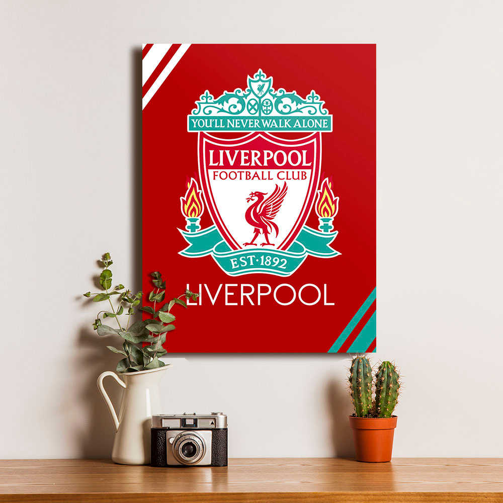 Poster Liverpool The Kop The Reds  Liga Inggris Moh Salah Logo 1 - Dekorasi Hiasan Dinding Kayu
