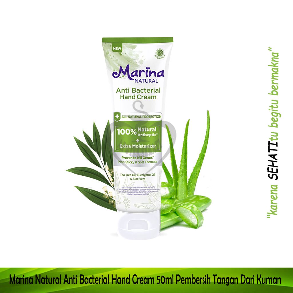 Marina Natural Anti Bacterial Hand Cream Antiseptik Membunuh Kuman