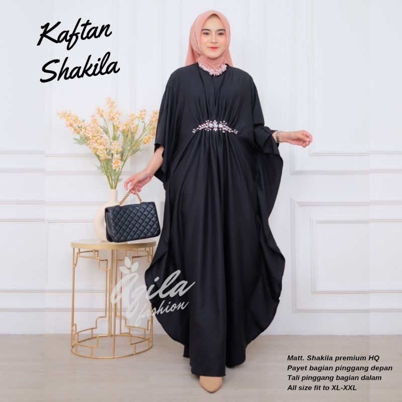kaftan shakila baju wanita kaftan jumbo hitam putih baju muslim