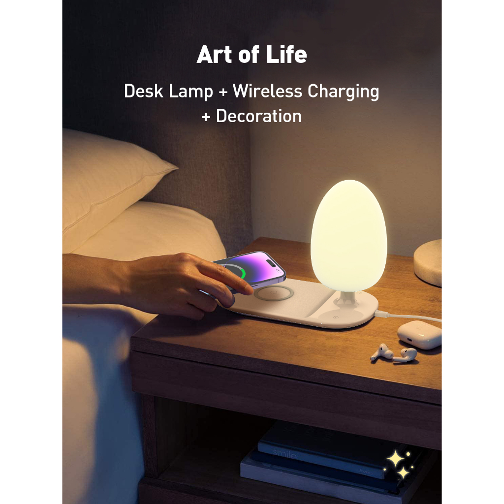 LDNIO Desk Lamp Y3 Lampu Tidur RGB Fast Wireless Charging