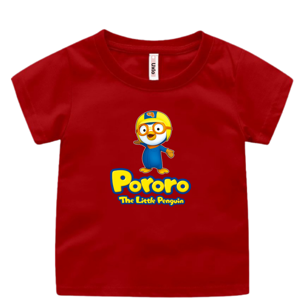 BAJU KAOS PORORO ANAK CEWE COWO MURAH UNISEX UMUR 2 SAMPAI 9 TAHUN UXLO FASHION