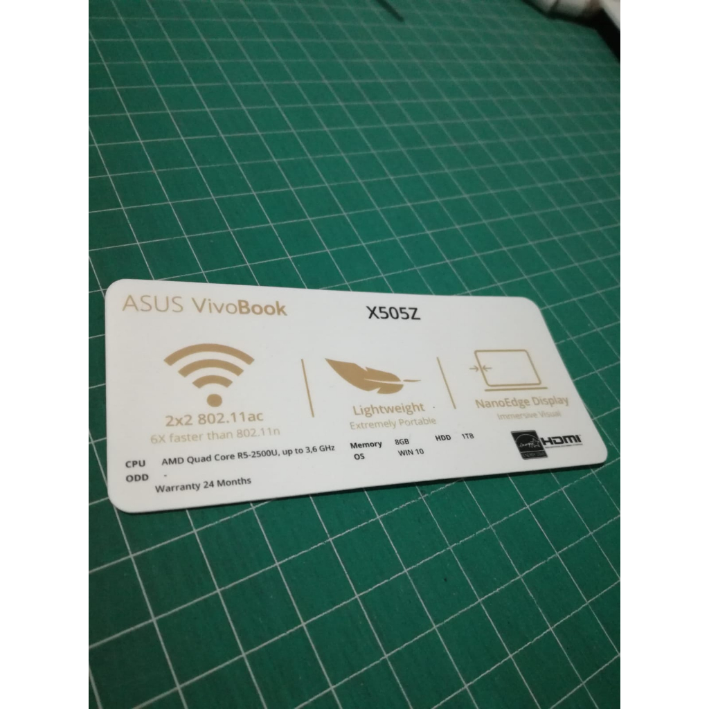 Stiker Spesifikasi Laptop Asus Vivobook X505Z