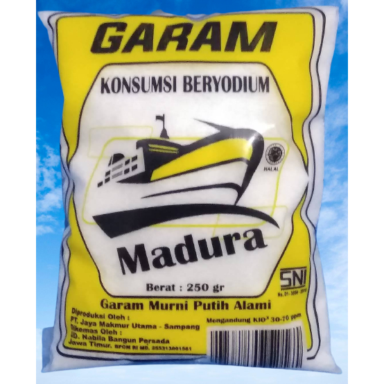 

Garam kapal Madura /Garam yodium /Garam Meja /Salt 225 Gram