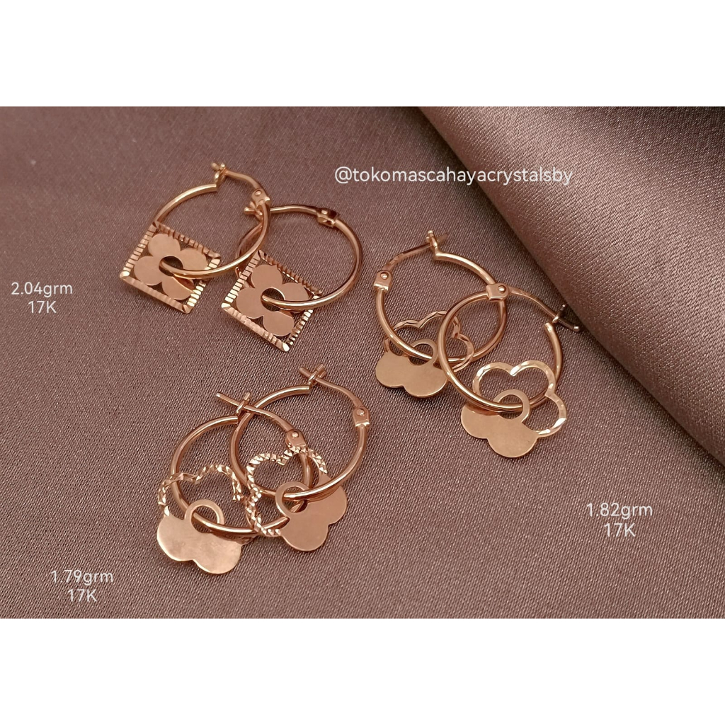 Anting Rose Gold Fashion Emas kadar 17k 75% 750