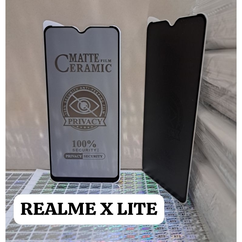 TG ANTI GORES SPY REALME X LITE Tempered Glass Matte Film Ceramic 100% Security Anti Peeping Film Privacy 100% Security Privacy Security Physical Rein Forcement Technology No Broken Edge Tempered Glass Screen Protector Melindungi Layar Handphone Depan