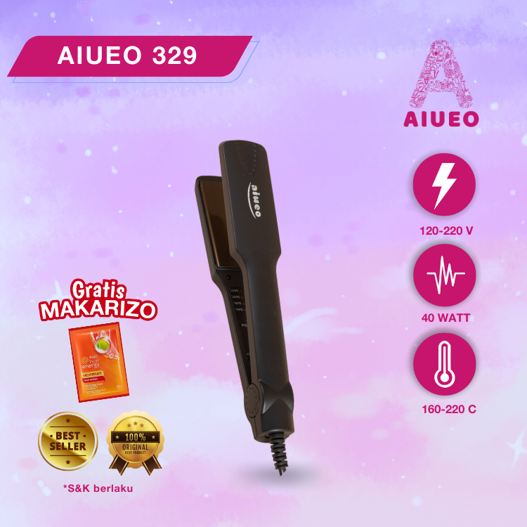 [GARANSI 18 BLN] Catokan Curly and Hair Straightener  AIUEO 329 | Catokan Rambut Hair Styler 2in1 Alat Catok Meluruskan Rambut dan Kriting