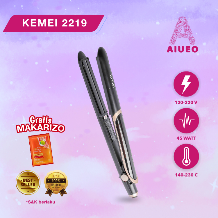 AIUEO | Catokan Kemei 2219 Curly Hair Straightener - Meluruskan dan Keriting Rambut - Alat Catok Rambut Recomended