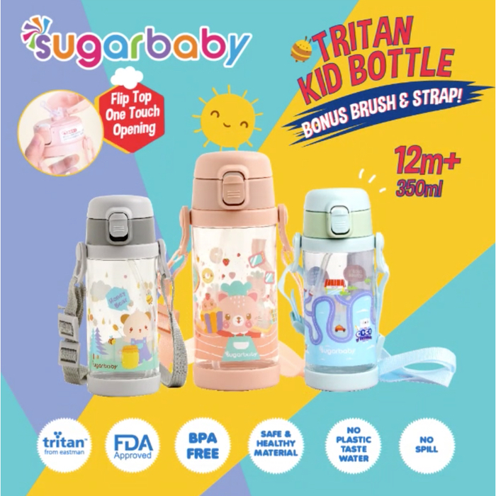 Makassar! Sugar Baby Tritan Kid Bottle Bonus Strap 400 ml 12m+