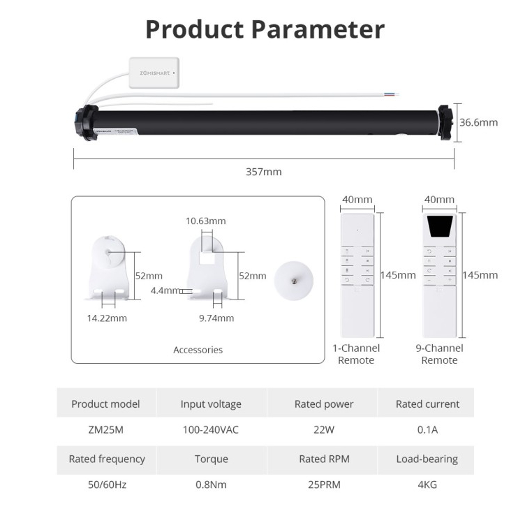 ZEMISMART MATTER Roller Shade Motor MATTER WIFI