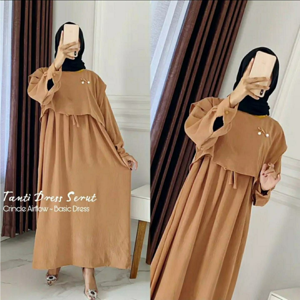 Alaysa Gamis Rompi Dress Outer Crinkle Airflow Premium Baju Muslim Wanita Terbaru