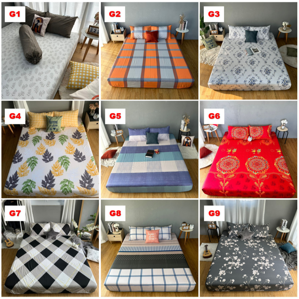 SPREI ORI KATUN ANTI GESER MOTIF MINIMALIS UKURAN 120x200 160x200 180x200 200x200 90x200 100x200