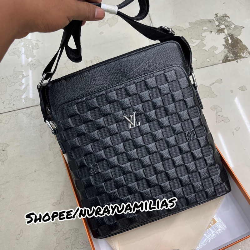 Tas selempang pria Louis Vuitton leather import tas slempang lv tas kantor pria tas kerja pria