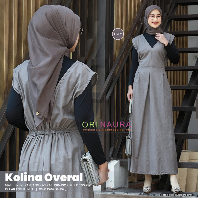 kolina overal gamis belakang kerut original orinaura