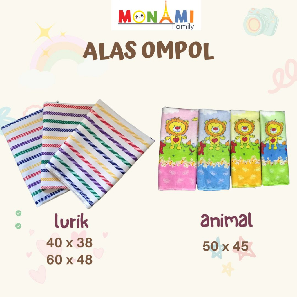 Alas ompol bayi murah / alas ompol lurik / alas ompol warna warni / alas ompol lorek / alas ompol pe