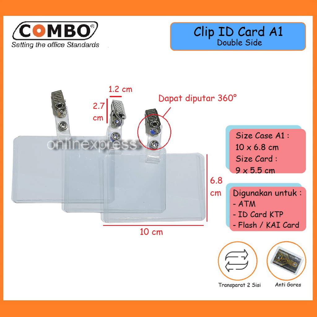 

ID Card Case A1 + Clip Besi Embos / Card Case Plastik / Name Tag