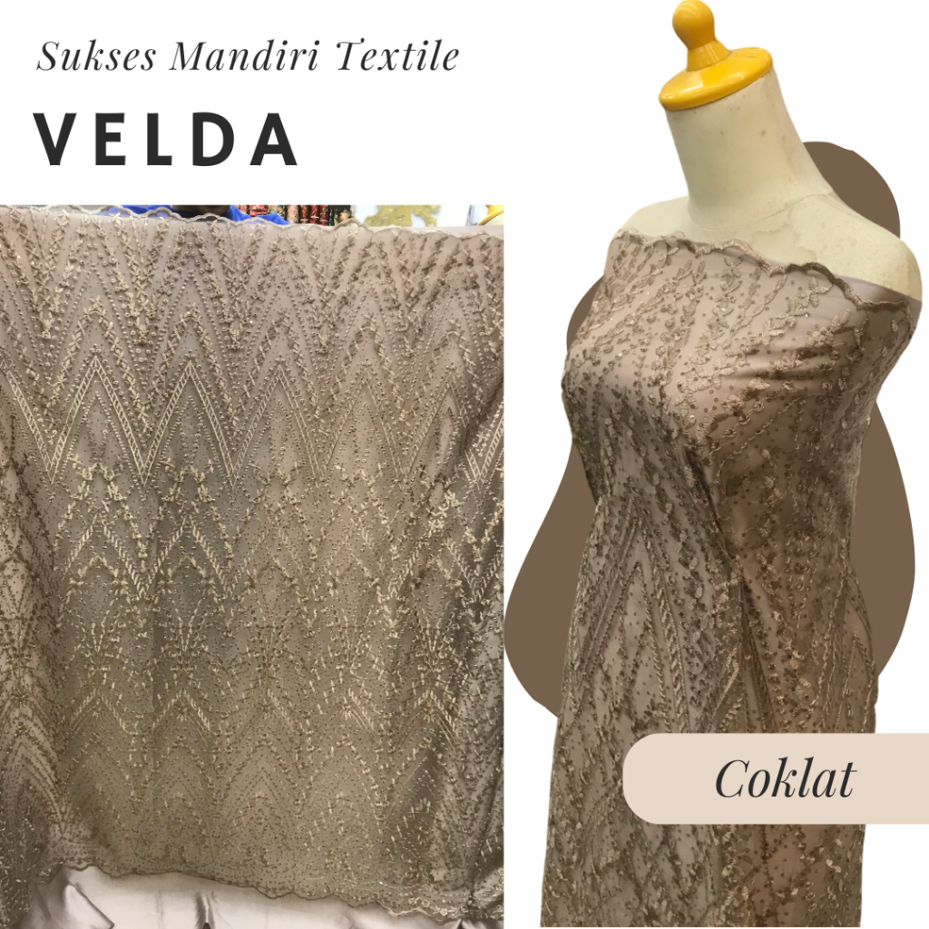 [VELDA] Brokat Brukat Tile Premium Mewah Warna Coklat Choco Milo Coksu Mocca | Harga ½ meter = 50 cm