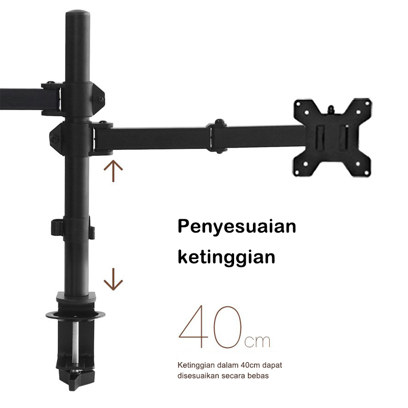 Bracket Monitor Dual Arm Monitor &amp; Laptop Stand Double Stand Mount Desk Breket - Hitam