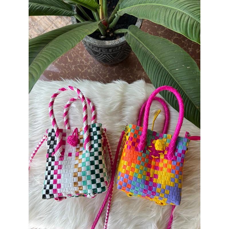 (TANPA ACCESORIS) FULLCOLOUR IMUT BAG+Strap Anyam Tas Jali Tas Jaly Tas Anyaman Plastik Premium Warna Pastel