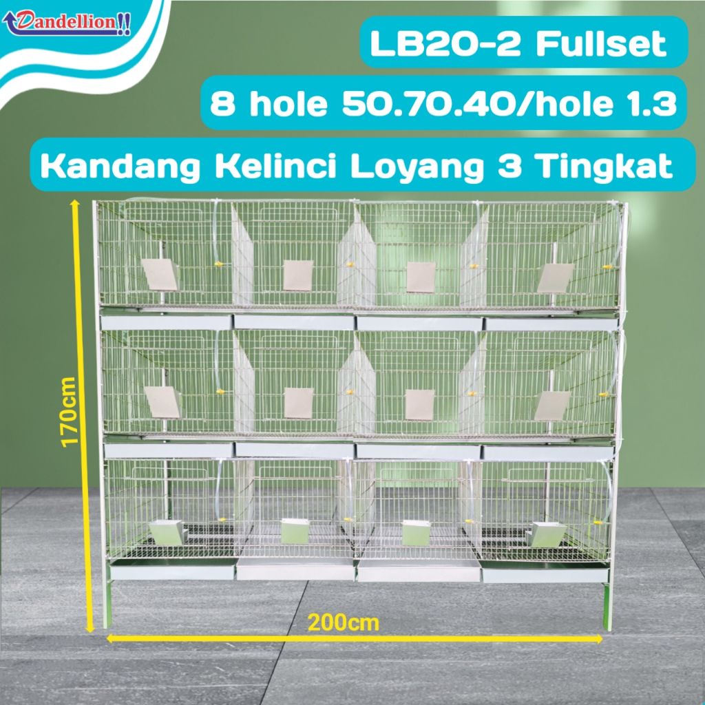 Kandang Hewan peliharaan | Kandang Kelinci Galvanis | Rabbit Cage LB20-2 (3 tingkat) loyang