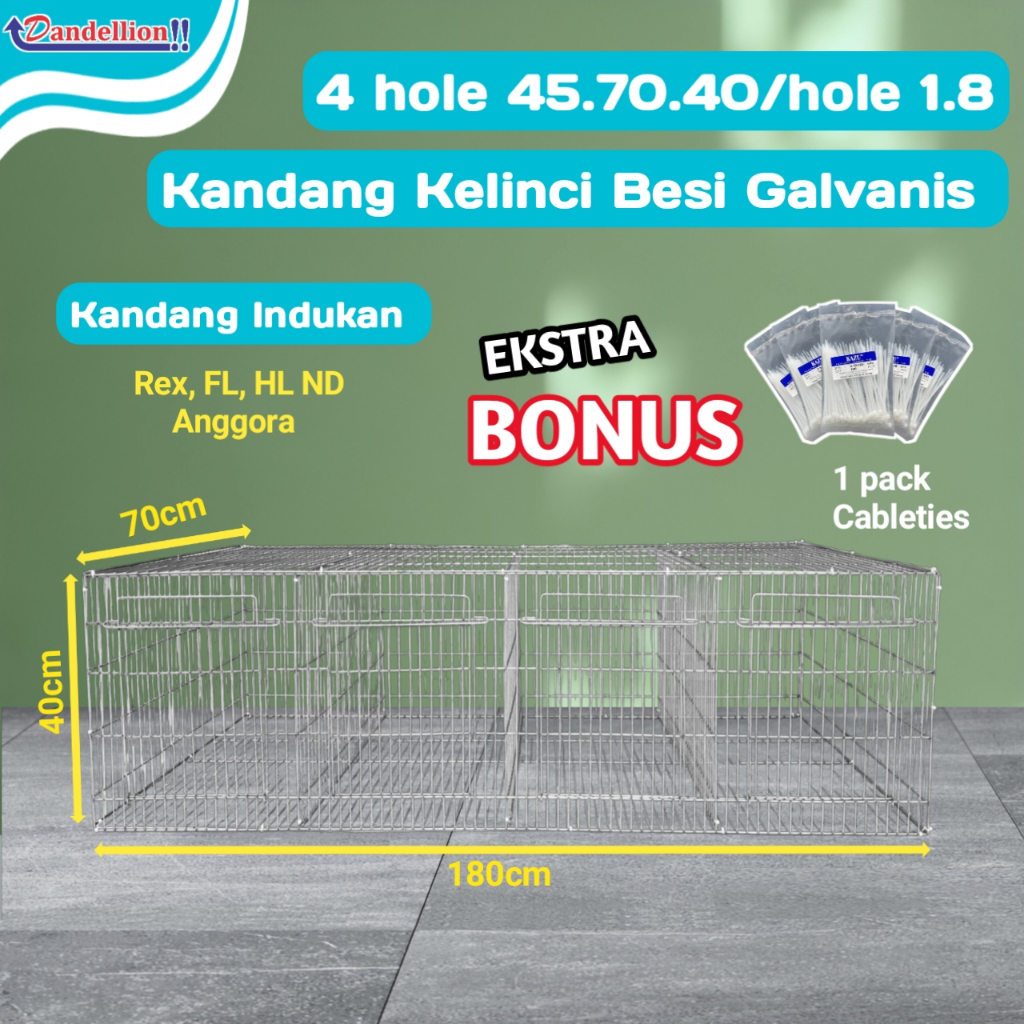 Kandang Kelinci Galvanis 180x70x40cm/4plong