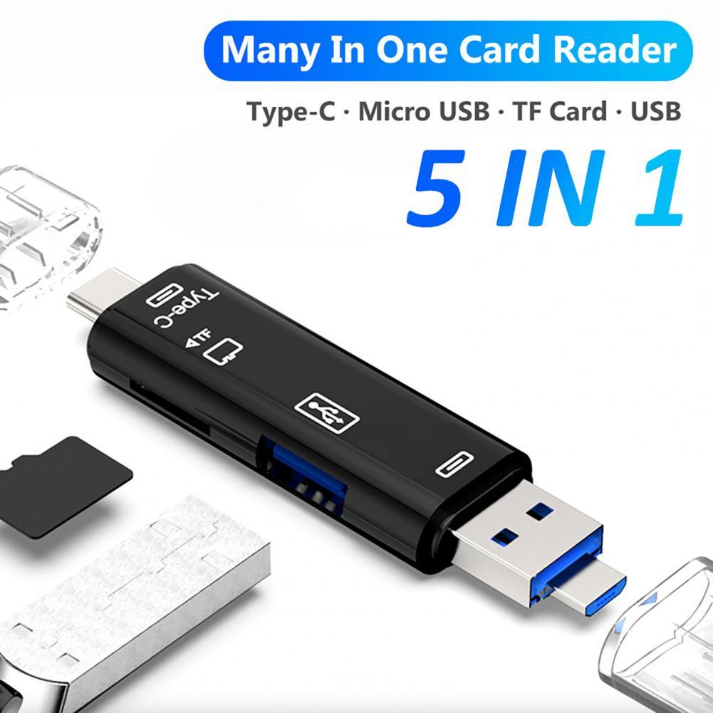 Card Reader 5 in 1 Usb 3.0 Type C / USB / Micro USB SD TF Memory Card Read OTG Adapter 4.8 CR-5IN1 - XOBOX