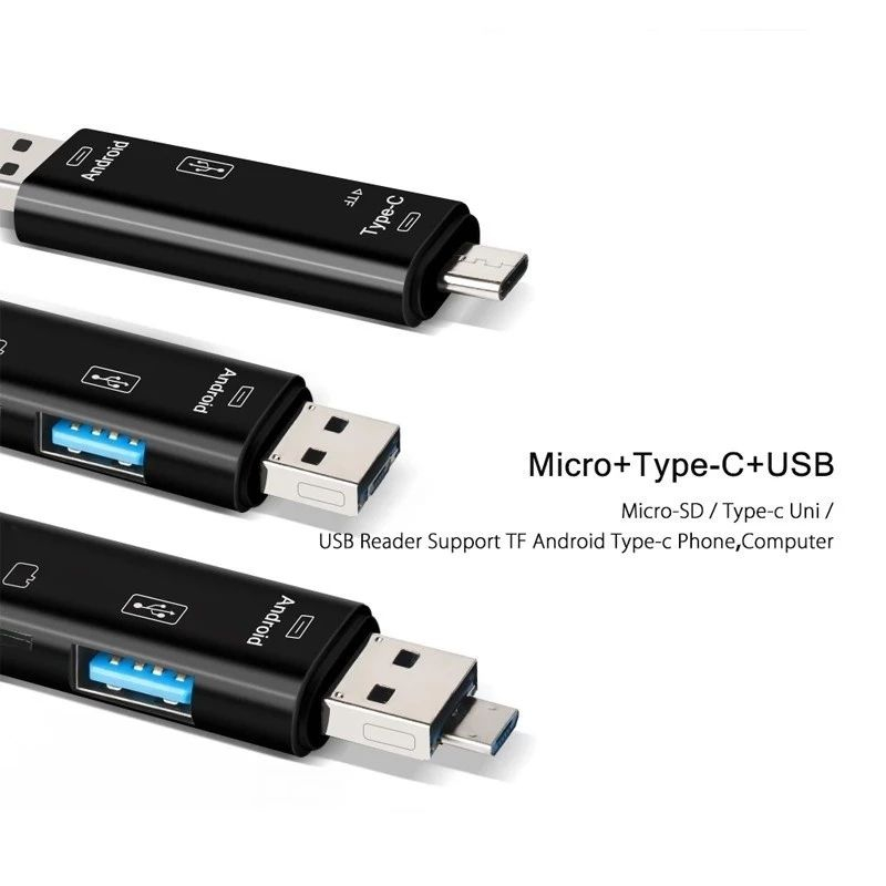 Card Reader 5 in 1 Usb 3.0 Type C / USB / Micro USB SD TF Memory Card Read OTG Adapter 4.8 CR-5IN1 - XOBOX