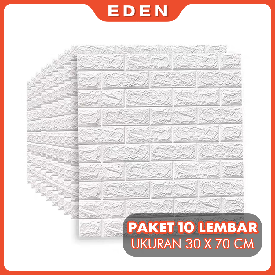 PAKET 10 LEMBAR Wallpaper 3D Ukuran 30CM X 70CM Foam Bata wallpaper timbul Wallpaper busa Wallpaper Dinding Brickfoam Putih