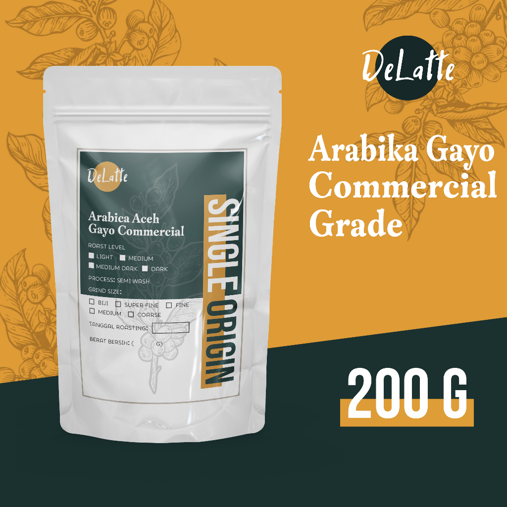 

Kopi Arabika Aceh Gayo Commercial Grade DeLatte - 200 gram