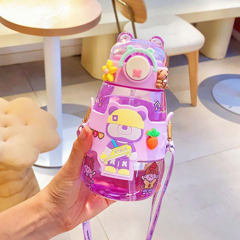 BOTOL MINUM ANAK /KIDS KARAKTER GEMOY LUCU BAJAK LAUT BPA FREE /TALI PANJANG NEW 1955