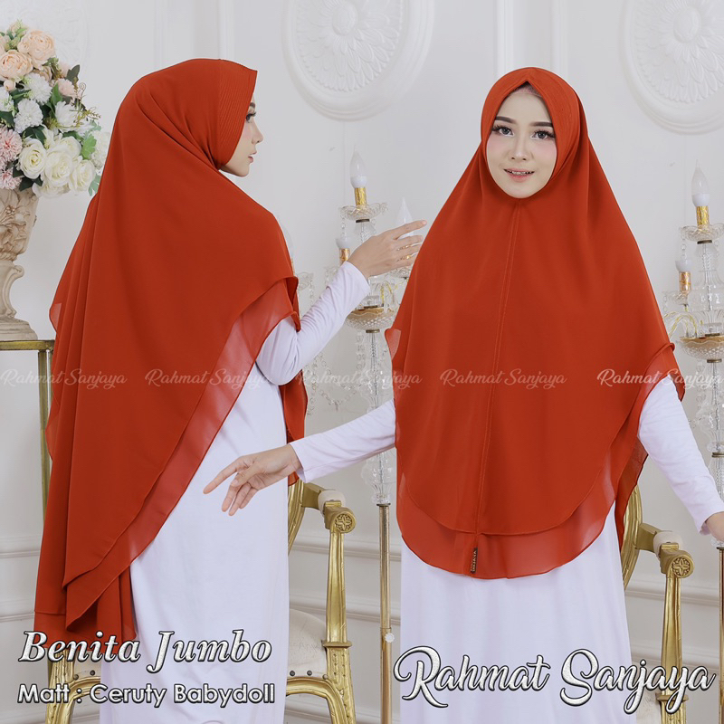KHIMAR BNT 2 LAYAR OVAL JUMBO SYAR'I JUMBO BAHAN SERUTY BABY DOLL