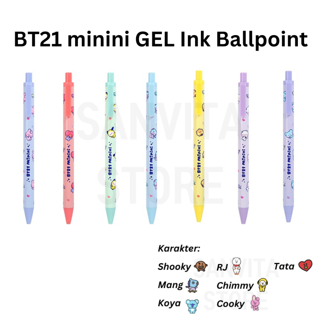 

BT21 minini GEL Ink Ballpoint MANG SHOOKY KOYA RJ CHIMMY COOKY TATA