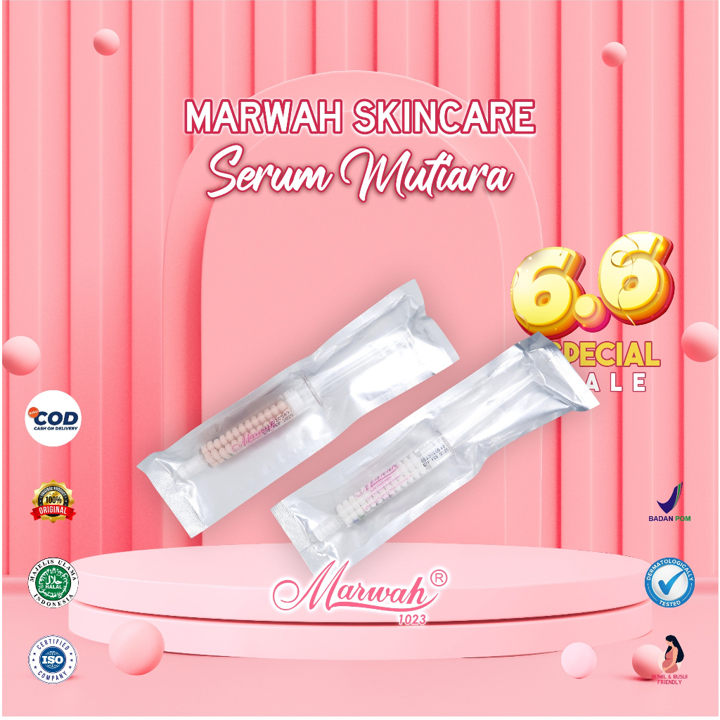 Marwah Serum Mutiara | Marwah Skincare Lightening Essence Day Cream Serum Mutiara / Base Make Up Pencerah Kulit Wajah Alami