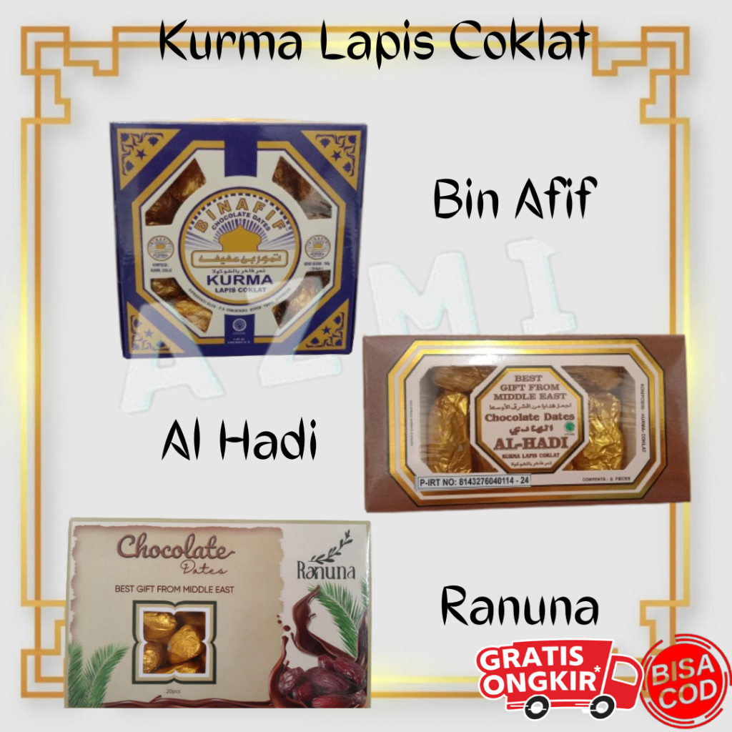 Kurma Lapis Coklat Ranuna Al Hadi Bin Afif Kemasan BOX Cokelat Kurma Chocolate Dates Original Termurah