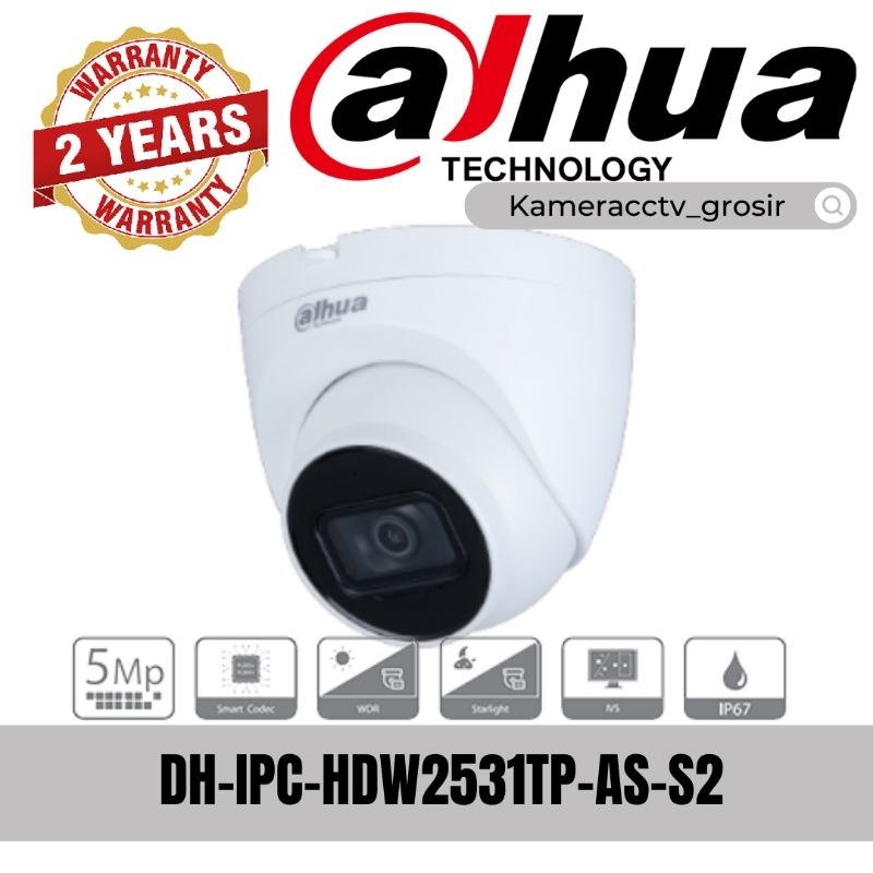 IP CAMERA 5MP DAHUA INDOOR DH-IPC-HDW2531TP-AS-S2