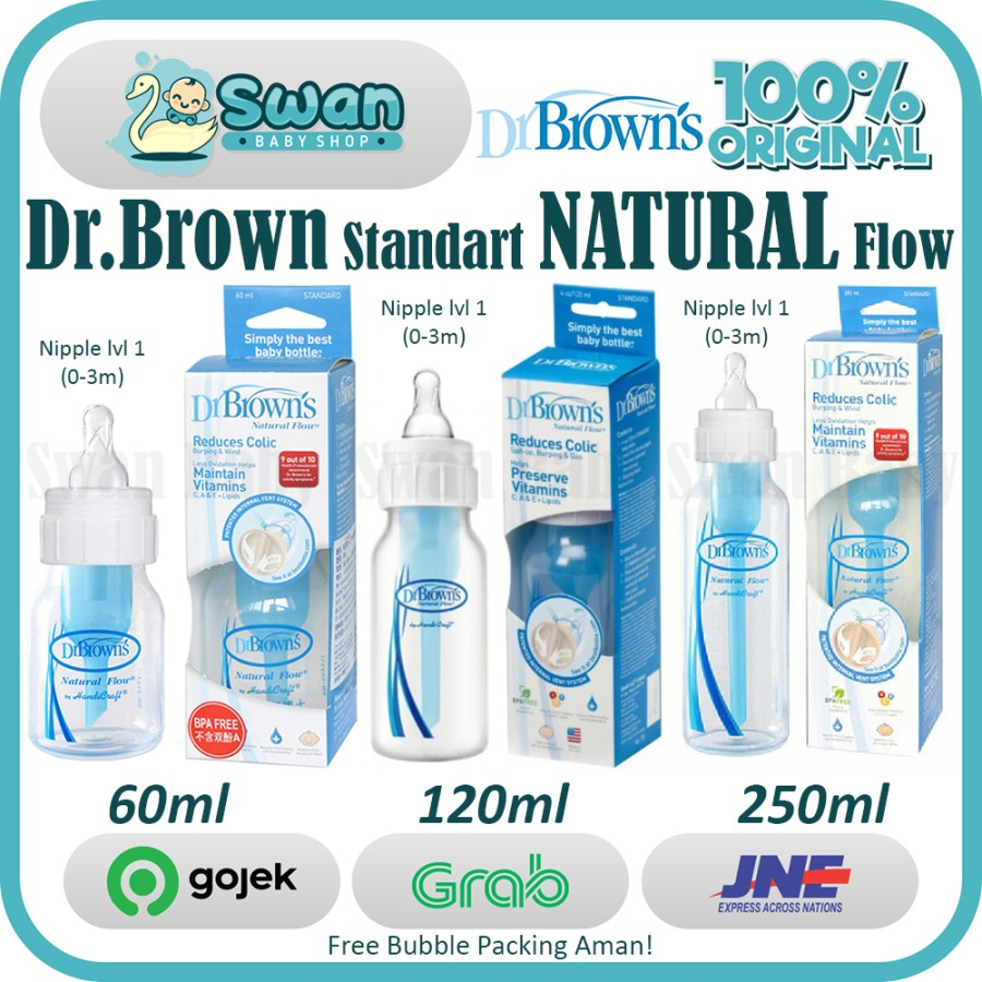 Drbrown Dr Brown's Standard Natural Flow PP Botol susu ( 60 ml - 120ml - 250ml )