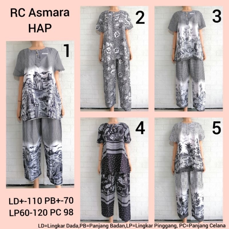 Setelan Piyama RC Asmara Monokrom HAP Lengan Pendek Adem Busui Friendly