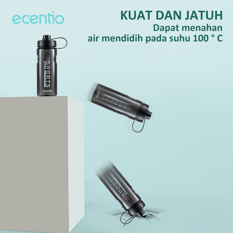 ecentio botol minum 1 liter botol air outdoor water bottle sports water cup large capacity olahraga Sedotan 1000ml