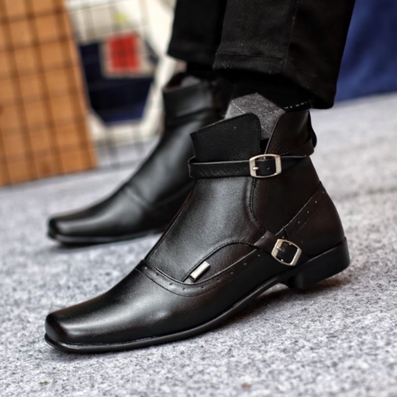 SULTAN FOOTWEAR X EIGHT SEPATU PDH PANTOFEL KULIT ASLI SEMI BOOTS