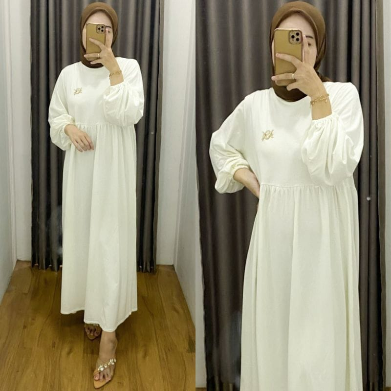 Balena Midi Dress ( SR 0017) Midi Dress Bahan Katun Rayon - Midi  Dres Polos Kekinian