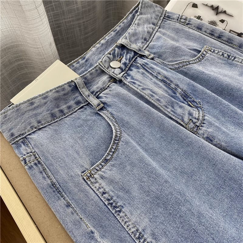 Belahan Highwaist Straight Celana Jeans Wanita Ukuran jumbo