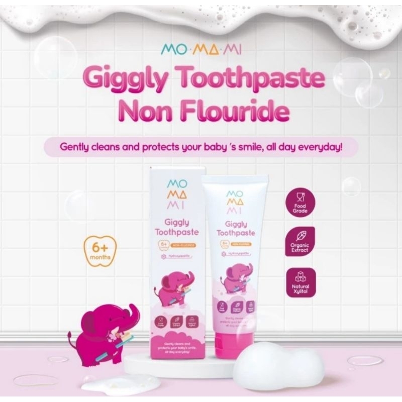 Pasta Gigi Odol MOMAMI Giggly Toothpaste NON FLUORIDE (6m+)  / FLUORIDE (3thn keatas)