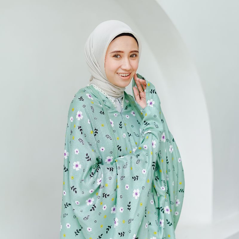 Mukena Resleting 2in1 TUNIK Rayon Motif Atas Bawah Berlengan