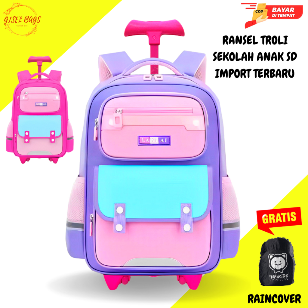 Tas koper anak perempuan sekolah sd ransel import terbaru anti air