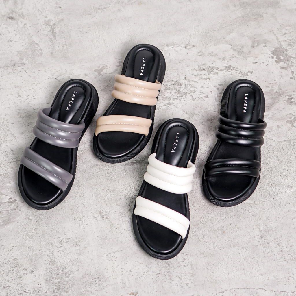 Adarastore - Lapepa ZOYA Sandal Wanita Casual Sendal Wedges Cewek Kekinian Model Ban Dua Tatakan Empuk