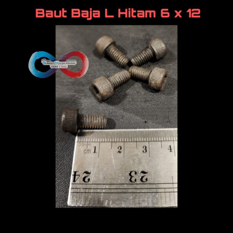 Baut L Baja 6x12 mm / Baut L Hitam