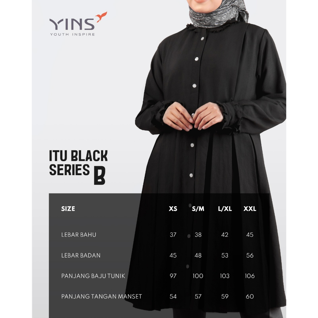 Inspire ITU BLACK SERIES Tunik Hitam Bahan Jasmine Airflow Dengan Varian Model Kekinian Muslim OOTD