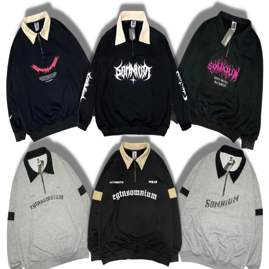Crewneck Half Zipper (L XL) Sweater Rugby Half Zip Sweatshirt Crewneck Zipper Sweater Berkerah Sweat