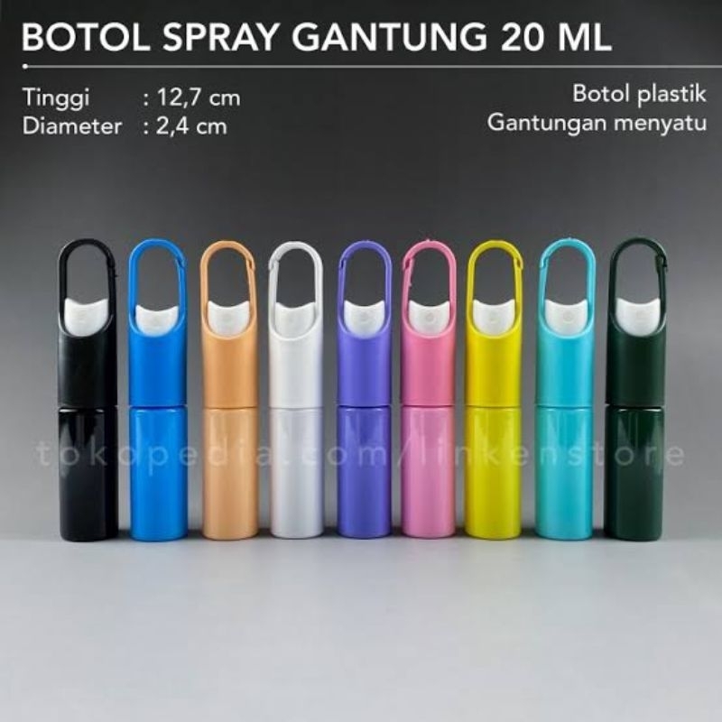 BOTOL SPRAY MINI TRAVELING | Botol Kosong Sprey isi ulang parfum handsanitizer | Bottle Gantung 20ml berpergian | wadah refil reffil minyak wangi | botol semprot kecil minyak angin | Import Botle warna warni | botol 20 ml gantung handle pegang tangan mini